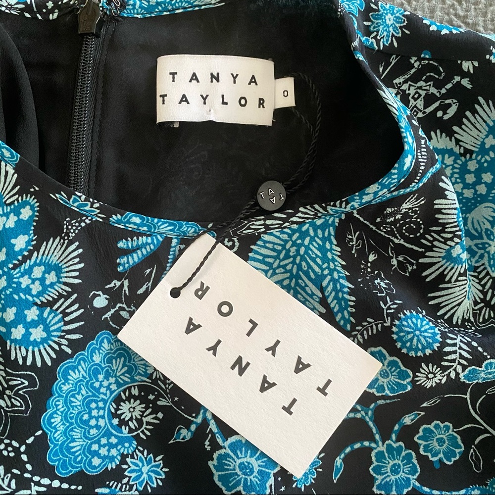 NWT Tanya Taylor Silk Blue Printed Raven Dress - Picture 6 of 9